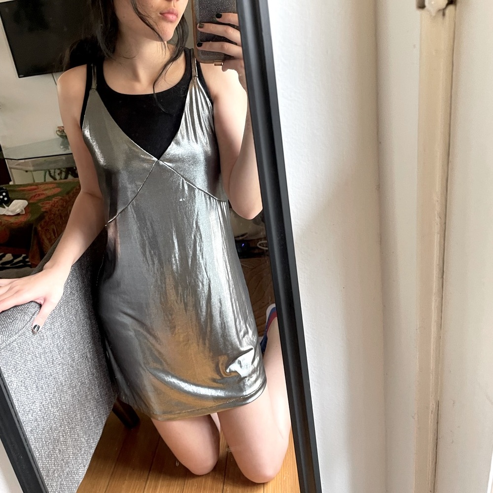 Monki Silver short slip dress